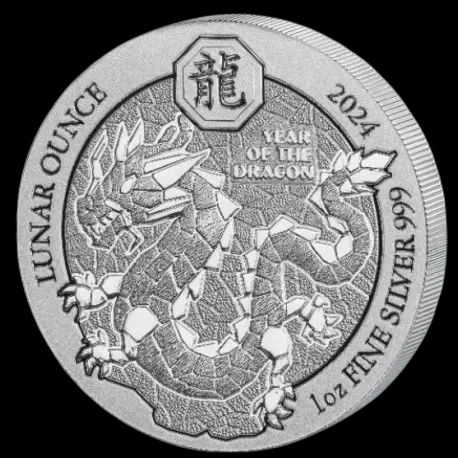 Rwanda Lunar Rok Smoka 1 uncja srebra 2024 - image 1