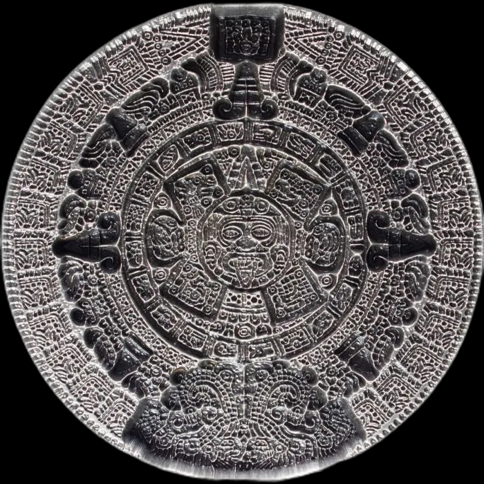 Aztec Sun Stone Stacker 2 uncje srebra - image 2