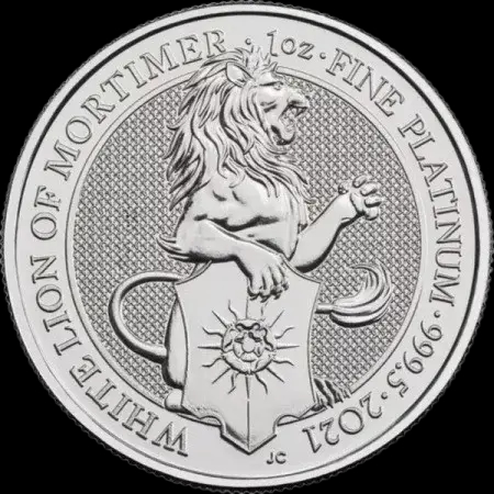 Bestie Królowej Biały Lew Mortimerów 1 uncja Platyny 2021 - image 1