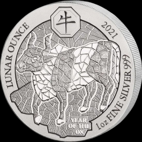 Rwanda Lunar Rok Wołu 1 uncja srebra 2021 - image 1