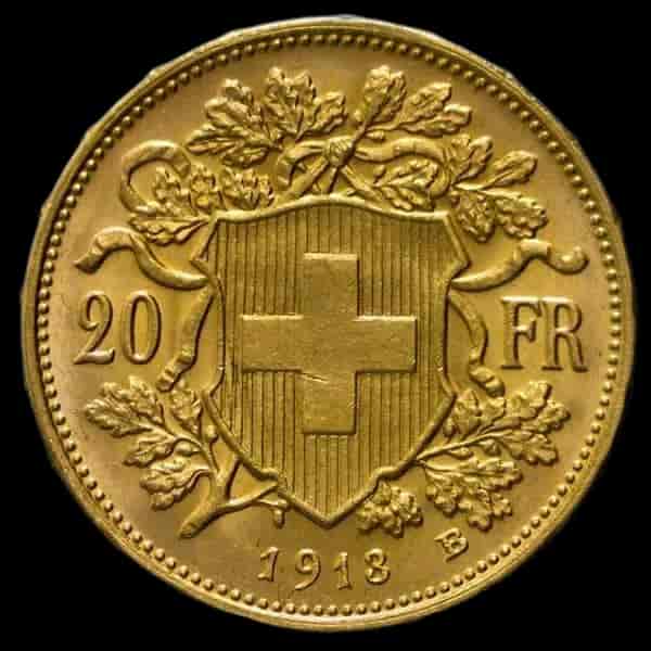 20 Franków Szwajcarskich Helvetia Vreneli Różne Roczniki - image 2
