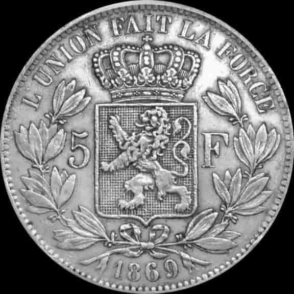Srebrna Moneta 5 Franków Belgijskich Leopold II Losowe Lata - image 2