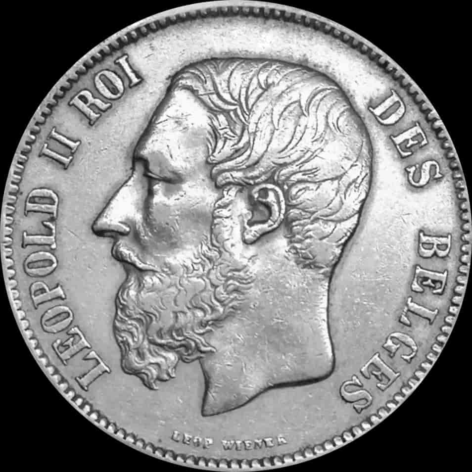 Srebrna Moneta 5 Franków Belgijskich Leopold II Losowe Lata - image 1