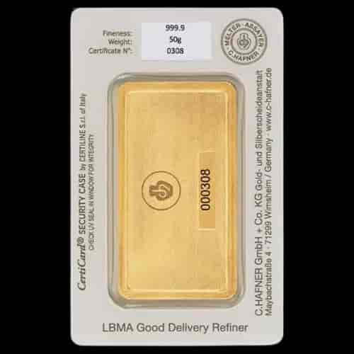 Sztabka 50g złota C.Hafner - image 2