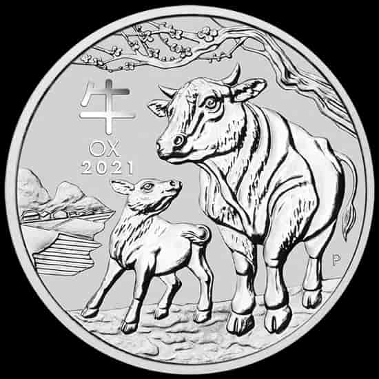 Lunar III Rok Wołu 5 uncji srebra 2021 - image 1