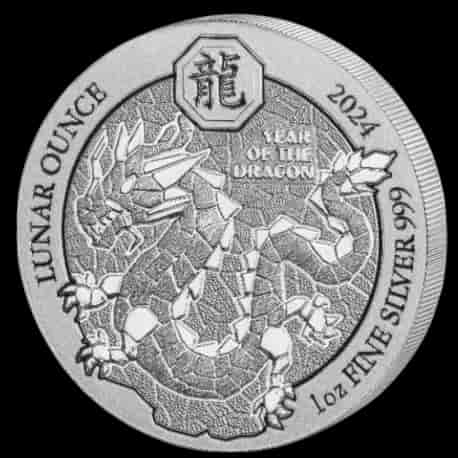 Rwanda Lunar Rok Smoka 1 uncja srebra 2024 - image 1