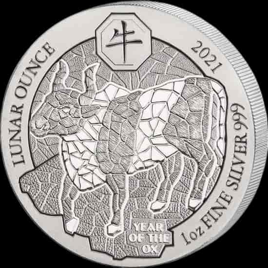 Rwanda Lunar Rok Wołu 1 uncja srebra 2021 - image 1
