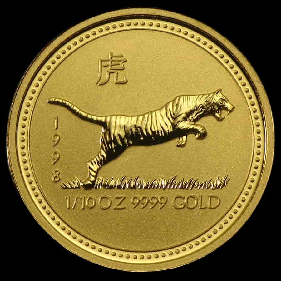 Lunar I Rok Tygrysa 1/10 uncji złota 1998 - image 1