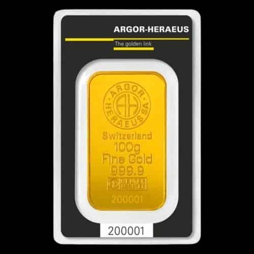 Sztabka 100g złota Argor-Heraeus - image 1