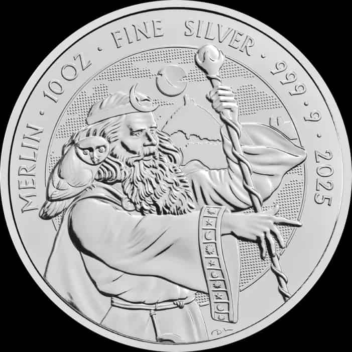 Mity i Legendy Merlin 10 uncji Srebra 2025 - image 1